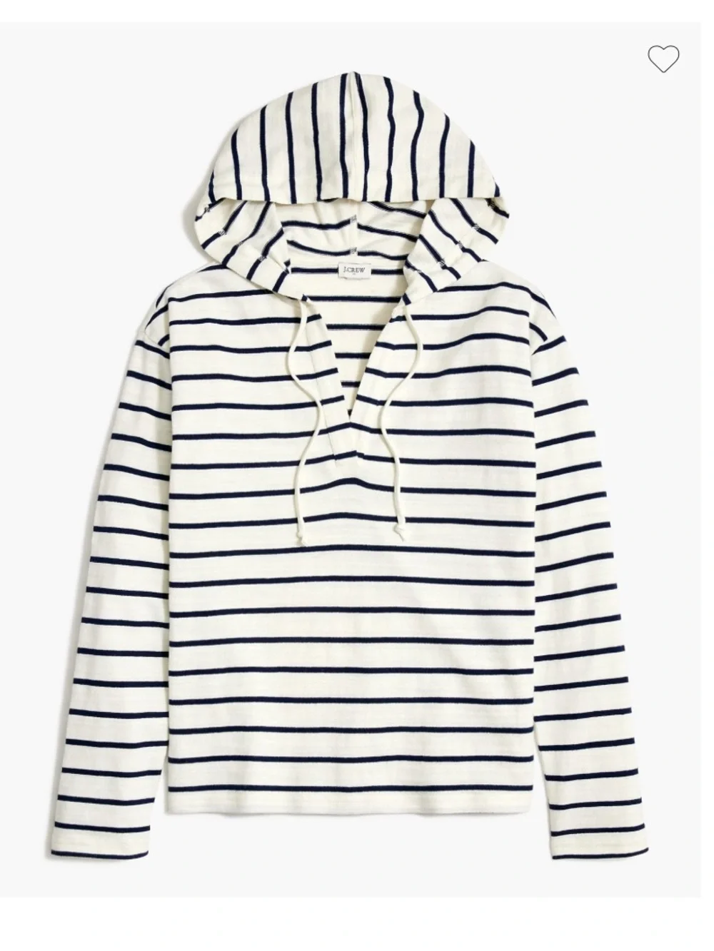 J. Crew Navy White Striped V-Neck Pullover Cotton Sweater Hoodie XL Relaxed NWT